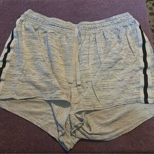 Gray Athletic Shorts with Black Stripes
